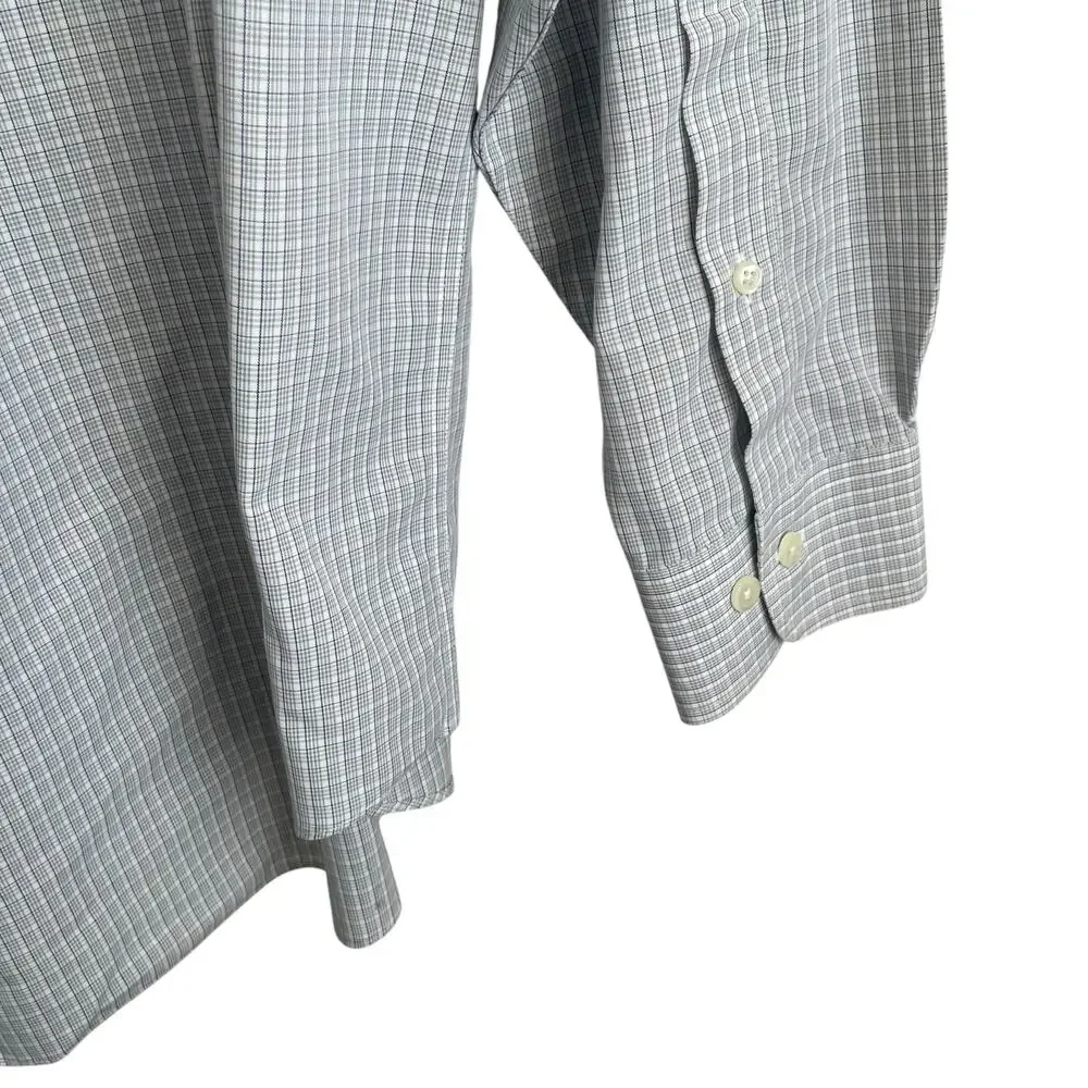 Brooks Brothers Mens‎ Shirt XL Blue Checked Button Up Preppy Travel Officewear